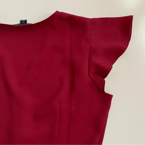 Tommy Hilfiger Red Maroon Burgundy Size S Peplum Wrap Flowy Blouse Top Christmas - Picture 16 of 16